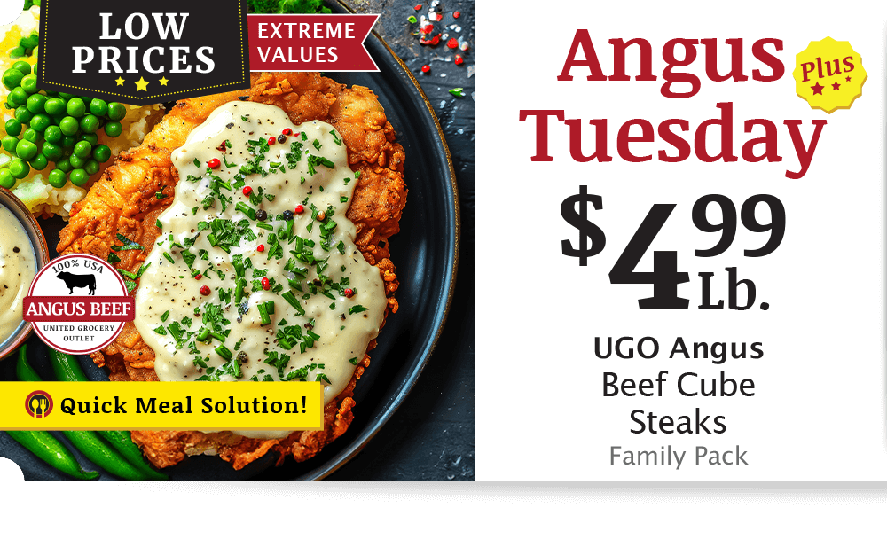UGO Angus Beef London Broil, $4.99 per pound.
