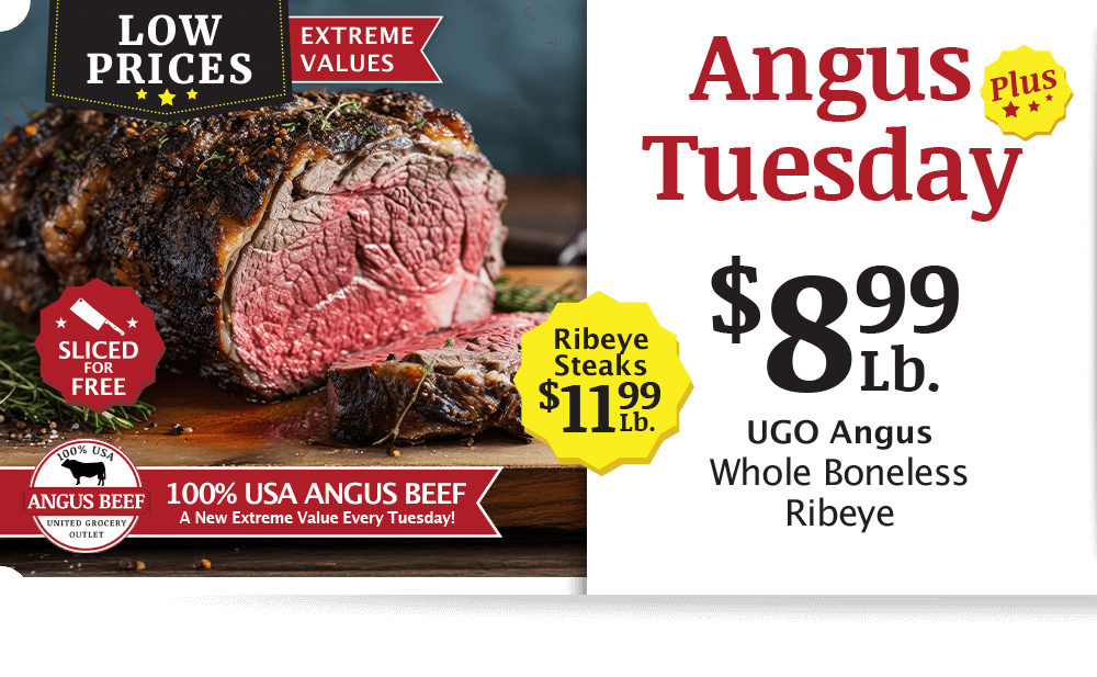 UGO Angus Beef London Broil, $4.99 per pound.