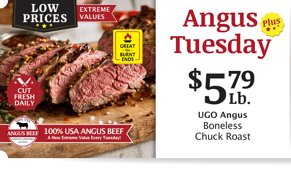 UGO Angus Beef London Broil, $4.99 per pound.