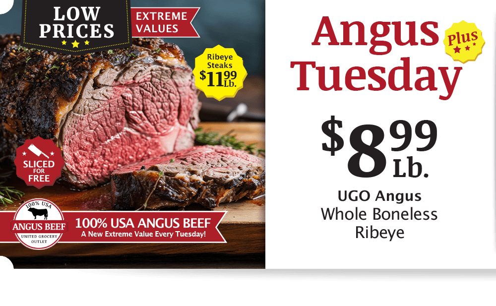 UGO Angus Beef London Broil, $4.99 per pound.