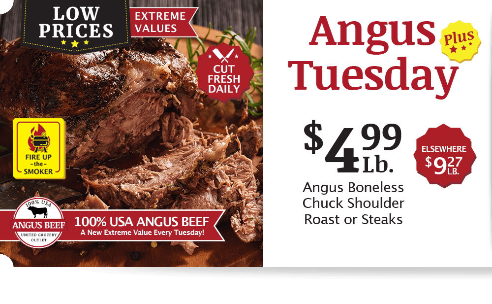 UGO Angus Beef London Broil, $4.99 per pound.