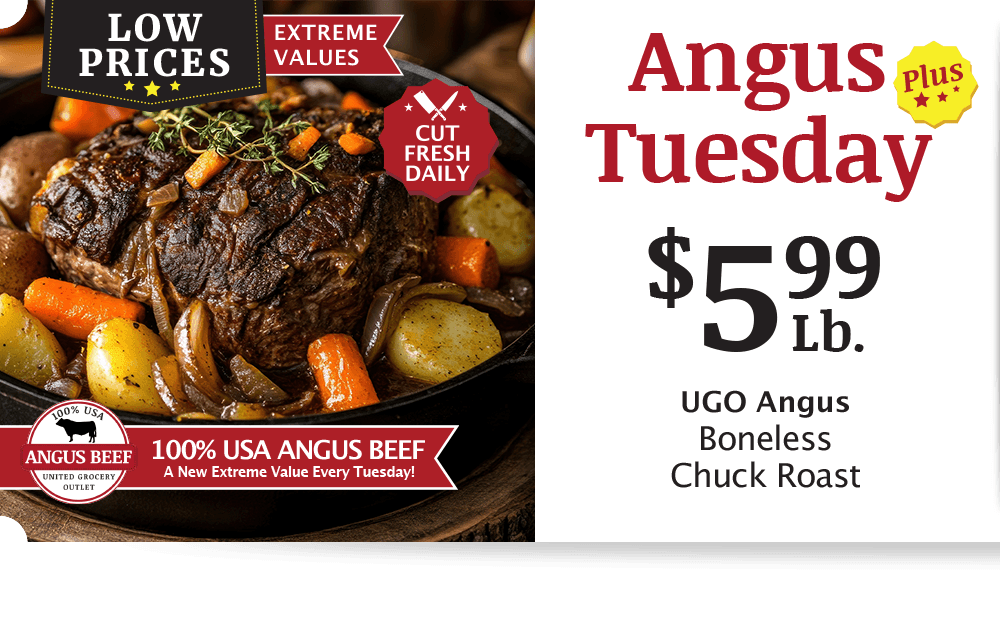 UGO Angus Beef London Broil, $4.99 per pound.