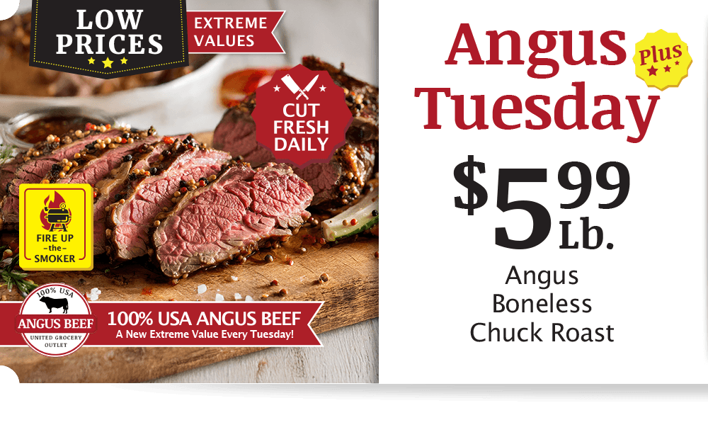 UGO Angus Beef London Broil, $4.99 per pound.