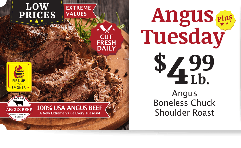 UGO Angus Beef London Broil, $4.99 per pound.