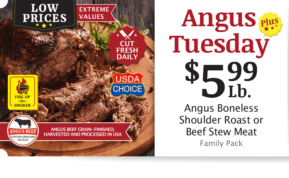 UGO Angus Beef London Broil, $4.99 per pound.