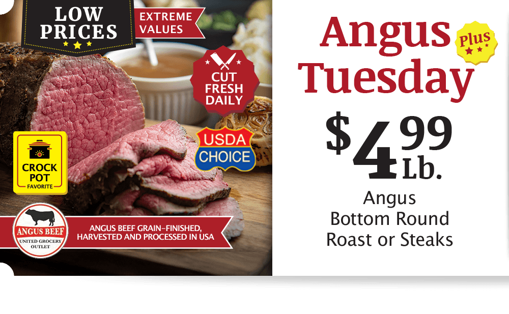 UGO Angus Beef London Broil, $4.99 per pound.