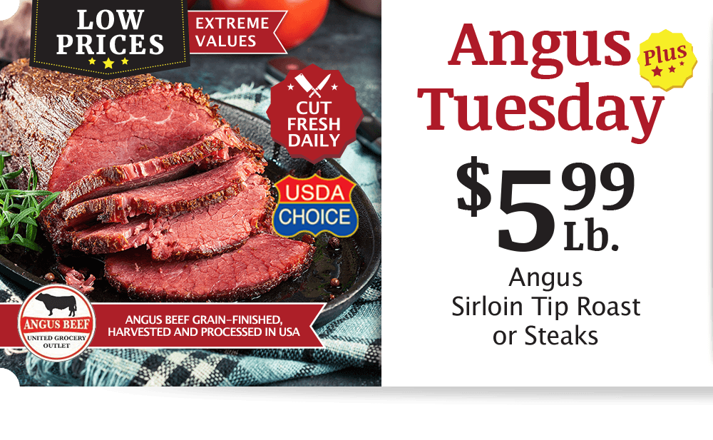 UGO Angus Beef London Broil, $4.99 per pound.